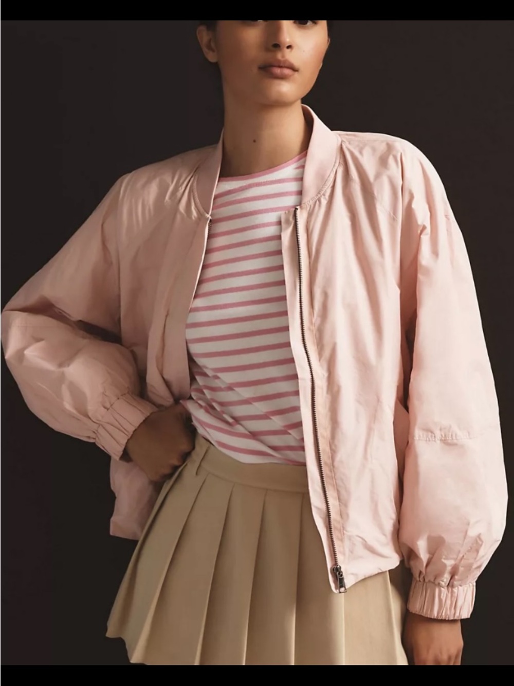 Anthropologie Maeve Balloon Sleeve Bomber Jacket